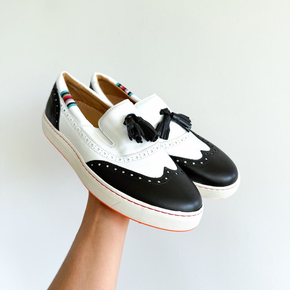 Royal Albartross Grace Spikeless Slip On Leather Golf Loafer Shoes Black White 8